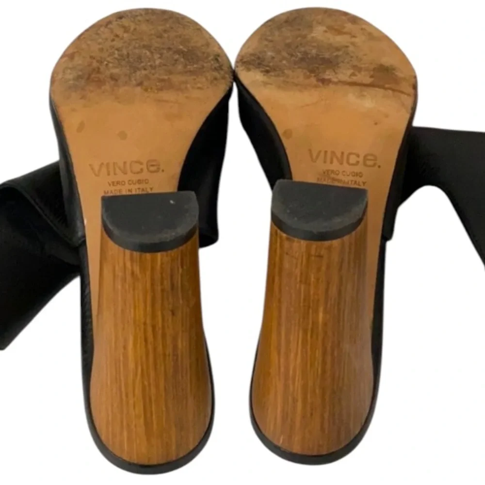 Authentic Vince black leather designer heels sandals Sz 9.5